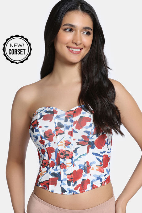 トップス KISMET wraps Buy Zivame Non-Padded Short Slip Corset - Red Print at Rs.720